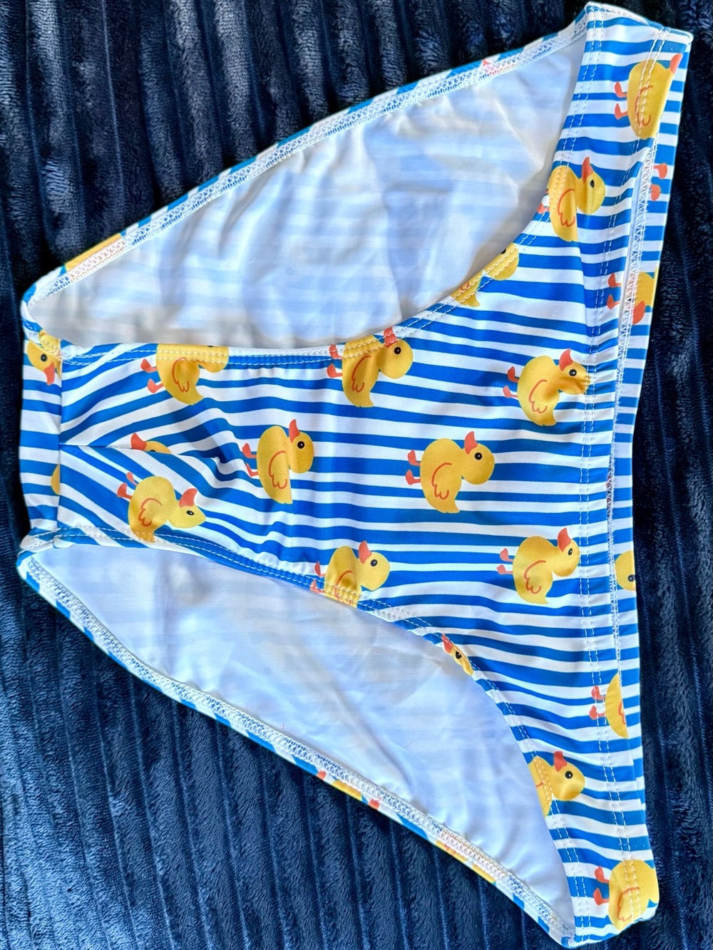 SHEIN Men’s Duck Print Swim Brief Blue Striped Size L